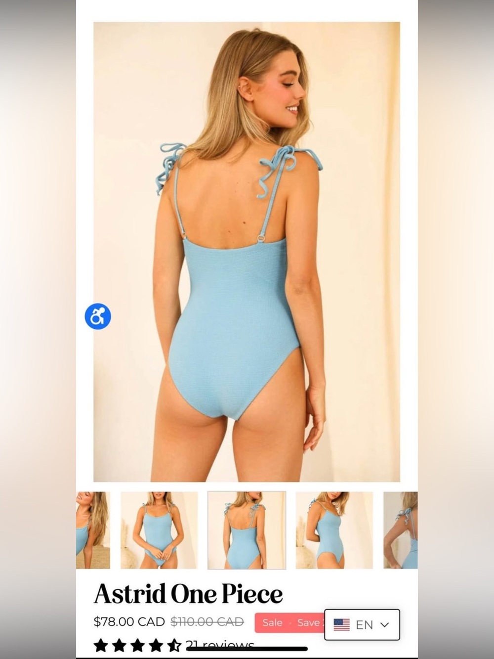Dippin' Daisy's Astrid One-Piece Swimsuit in Light Blue - Picture 2 of 7